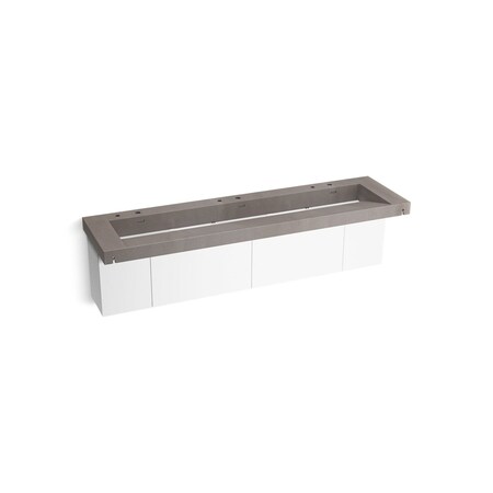 Kohler Constellation 90In Wall-Mount Trough Lavatory System In Ash Concrete 81033-BPW-KCE